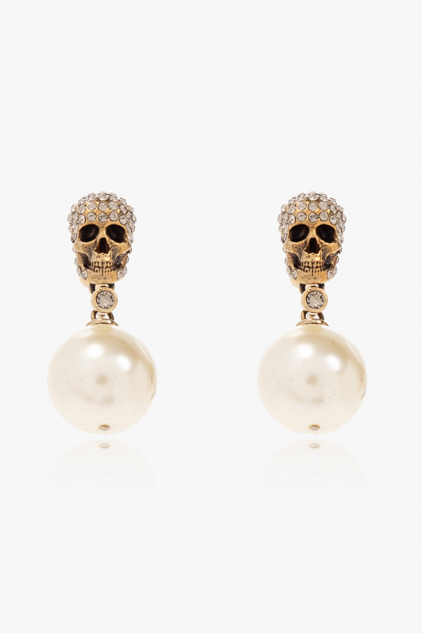 White gold hot sale skull earrings